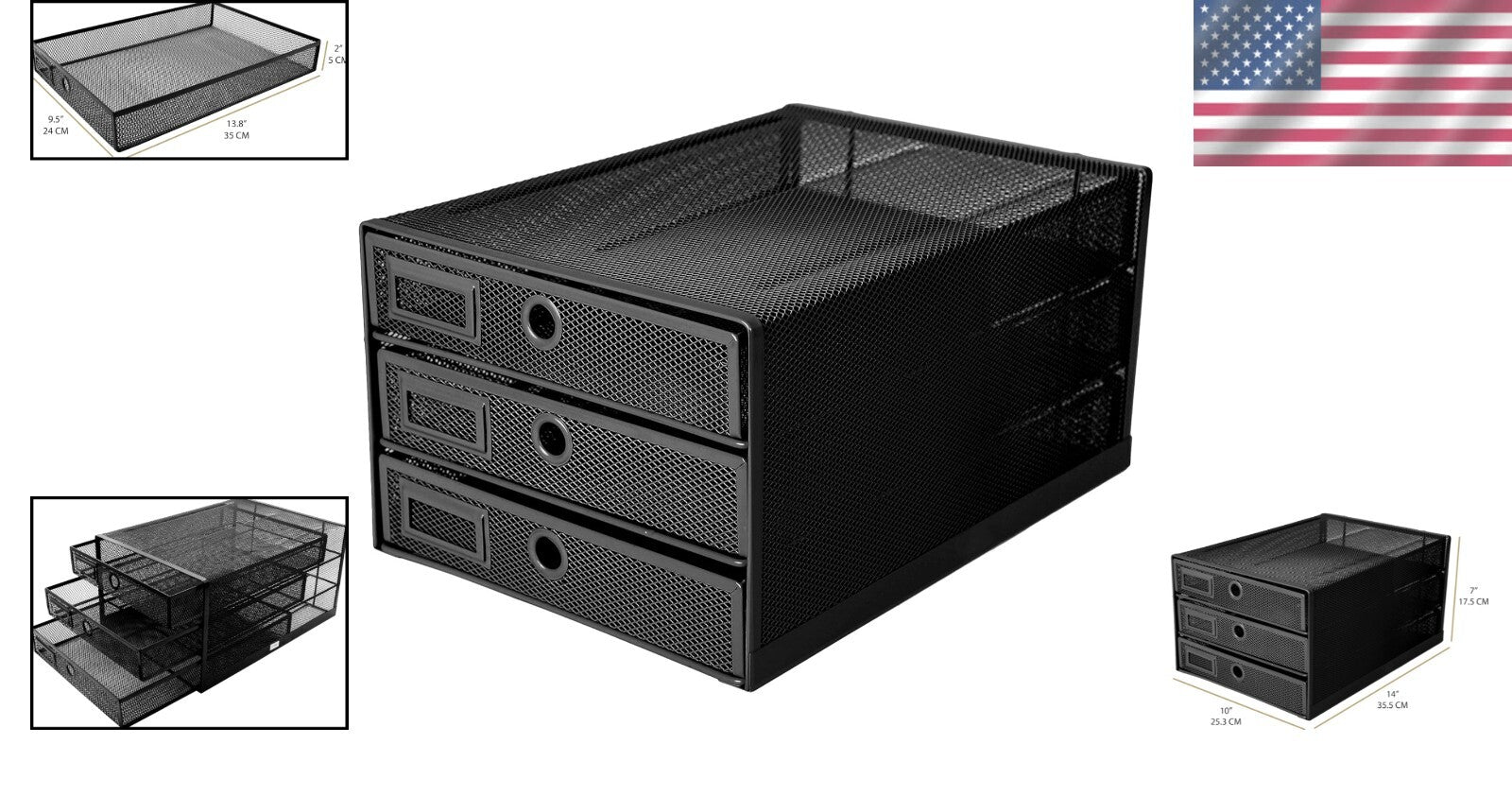 Compact 3-Drawer Letter Tray for Stylish Organization of Documents and Magazines