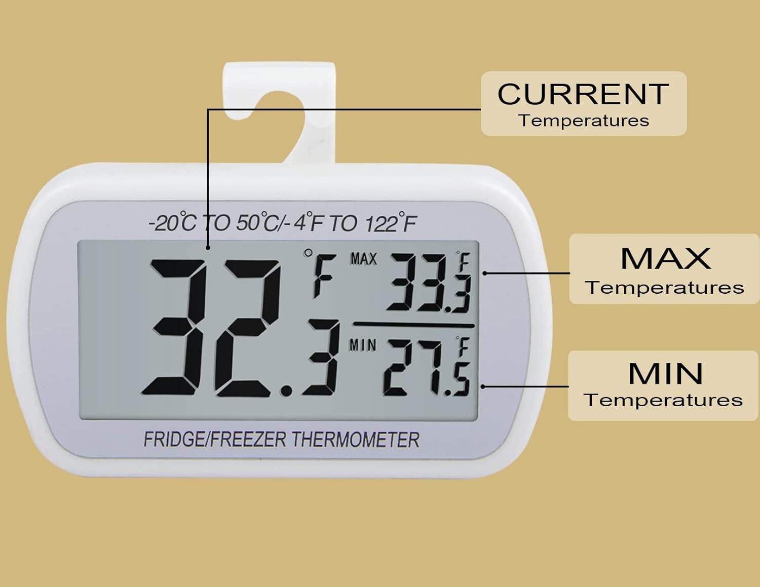 Easy Read 6-Pack Waterproof Digital Thermometers for Refrigerators & Freezers