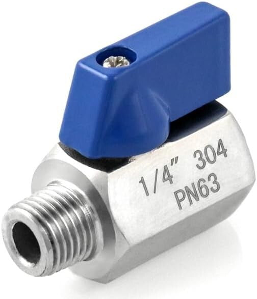 Durable 1/4" NPT Mini Ball Valve Pack - 10 Stainless Steel Shut-Off Valves