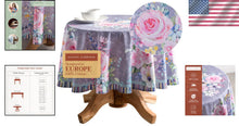 Load image into Gallery viewer, Versatile 69" Round Cotton Tablecloth - Sweet Rose Lavender for Dining &amp; Parties