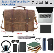 Load image into Gallery viewer, Large Capacity Messenger Bag with 9 Pockets - Waterproof Leather Laptop Carrier