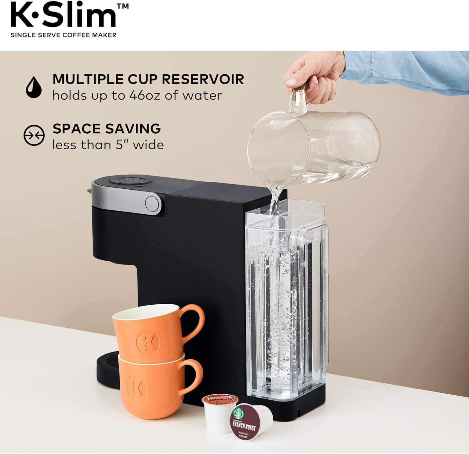 K-Slim 3 Size Coffee Maker - Automatic Brewing with Travel Mug Compatibility