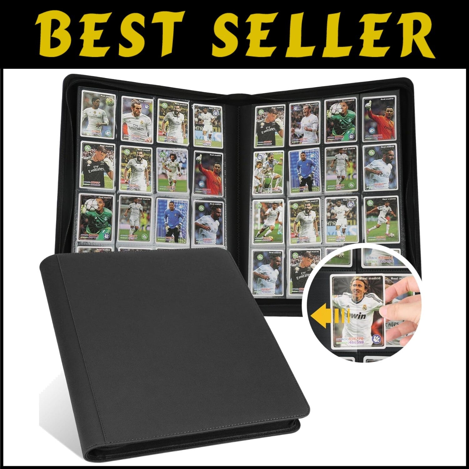 16-Pocket PU Leather Card Binder - Protect & Showcase 1000+ Trading Cards