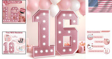 Load image into Gallery viewer, Personalized Rose Gold Marquee Number 16: Tabletop Decoration for Birthdays