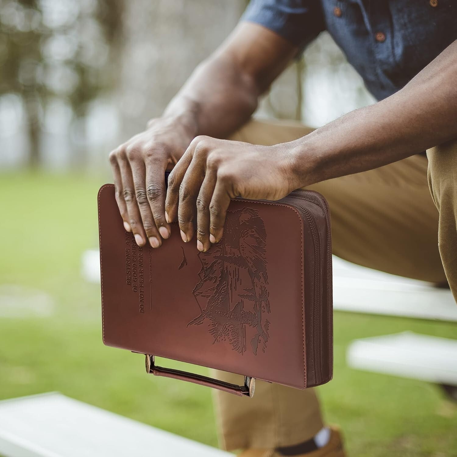 Extra Large Faux Leather Bible Carrying Case for Men & Women – Elegant & Durable