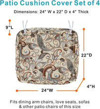 Load image into Gallery viewer, UV-Resistant Vintage Cushion Slip Covers with Ties - Fits 24x22x4 Inch Chairs