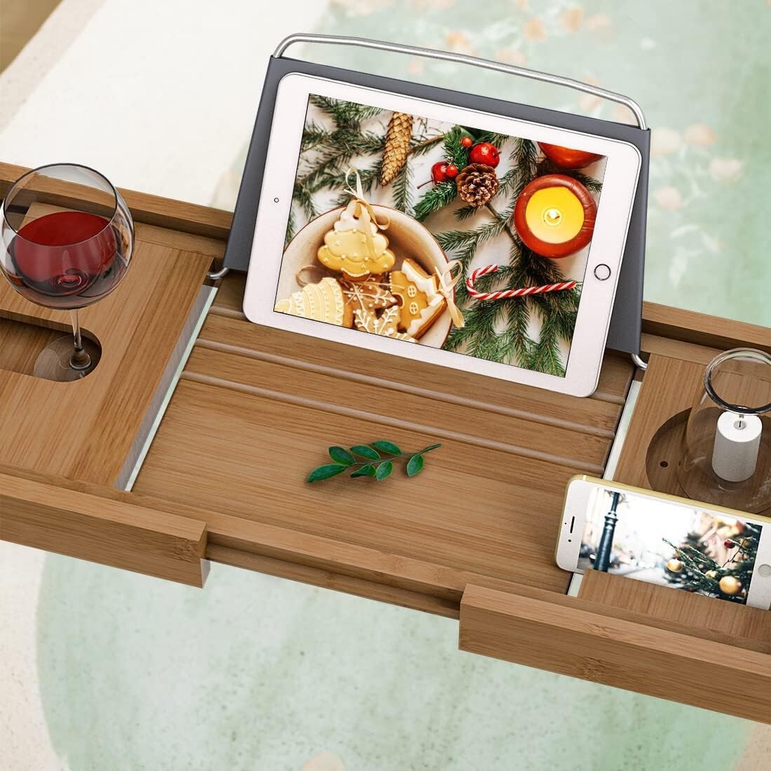 Elegant Adjustable Bamboo Bathtub Tray - Perfect for Spa and Relaxation