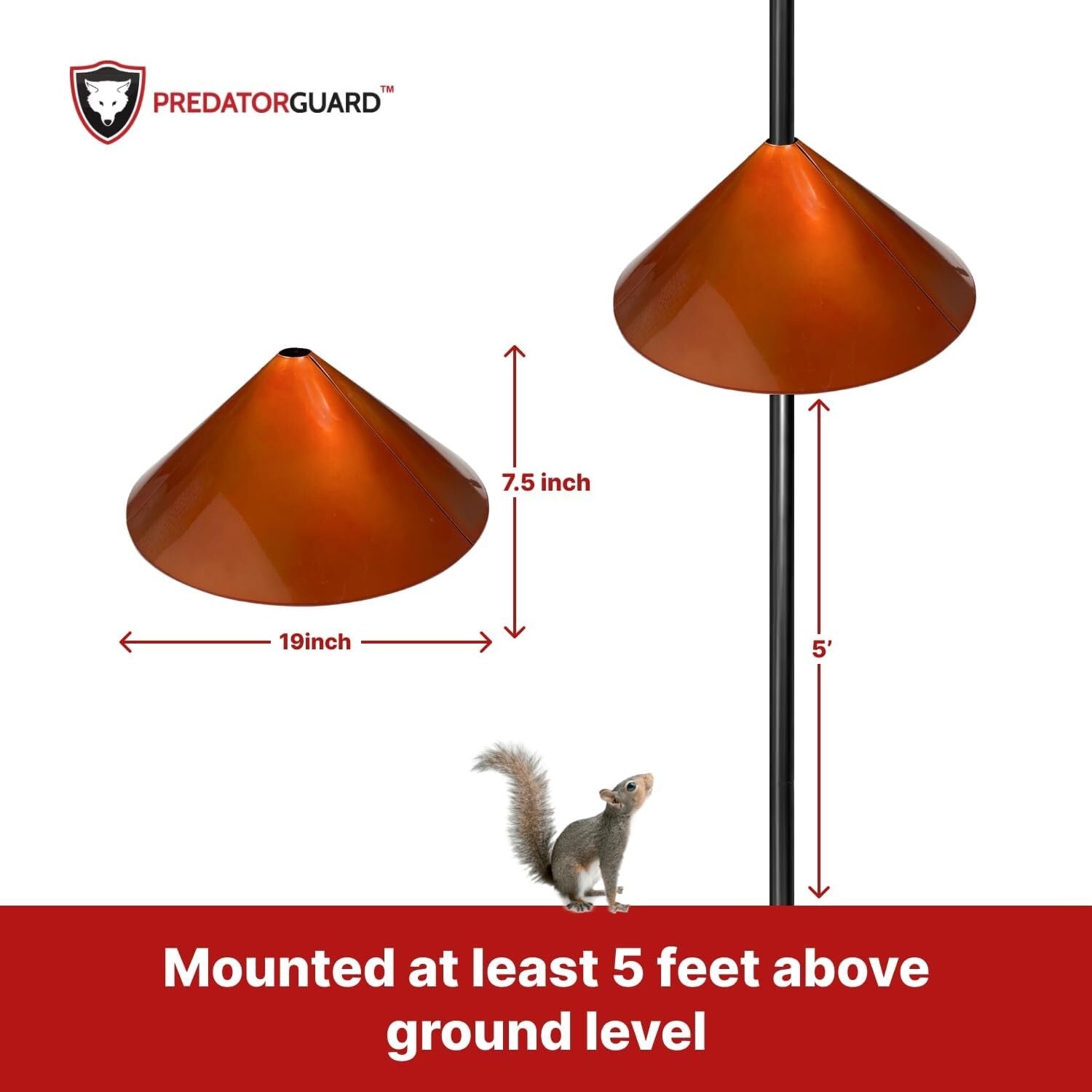 19-Inch Anti-Rust Squirrel Baffle - Durable Steel for Bird Feeders & Protection