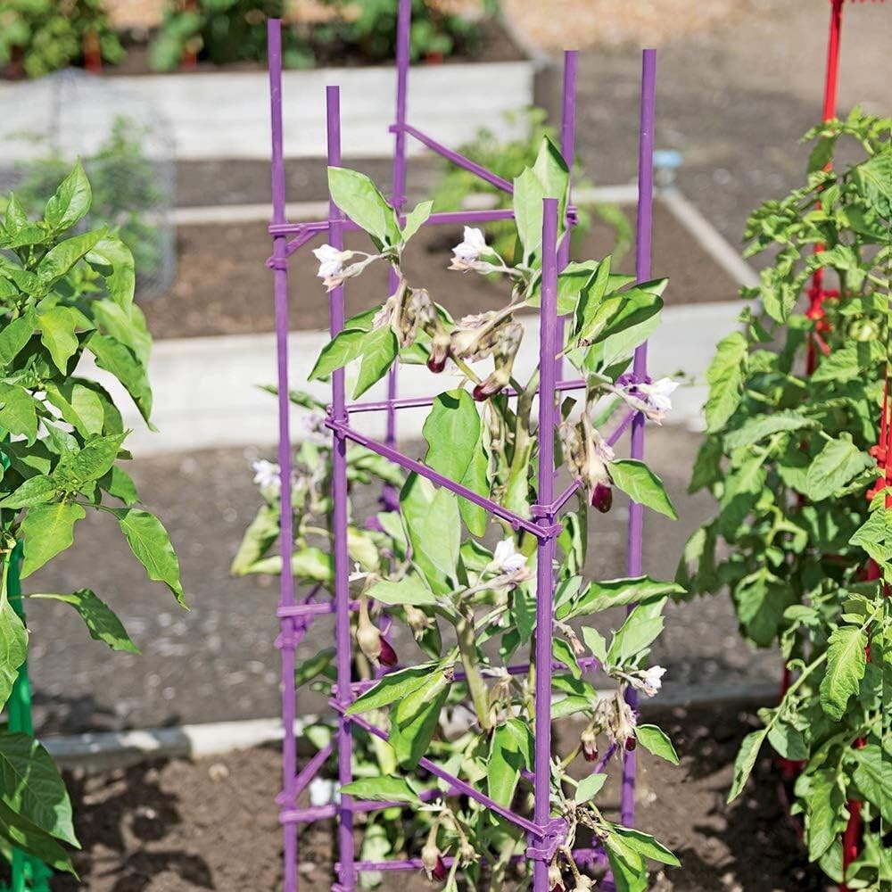 Heavy-Duty 5ft Tomato Cages - Includes 40 Clips for Optimal Garden Support