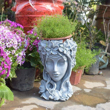 Load image into Gallery viewer, Large Diameter Goddess Head Planter - 14 Inch Resin Pot for Flowers &amp; Succulents