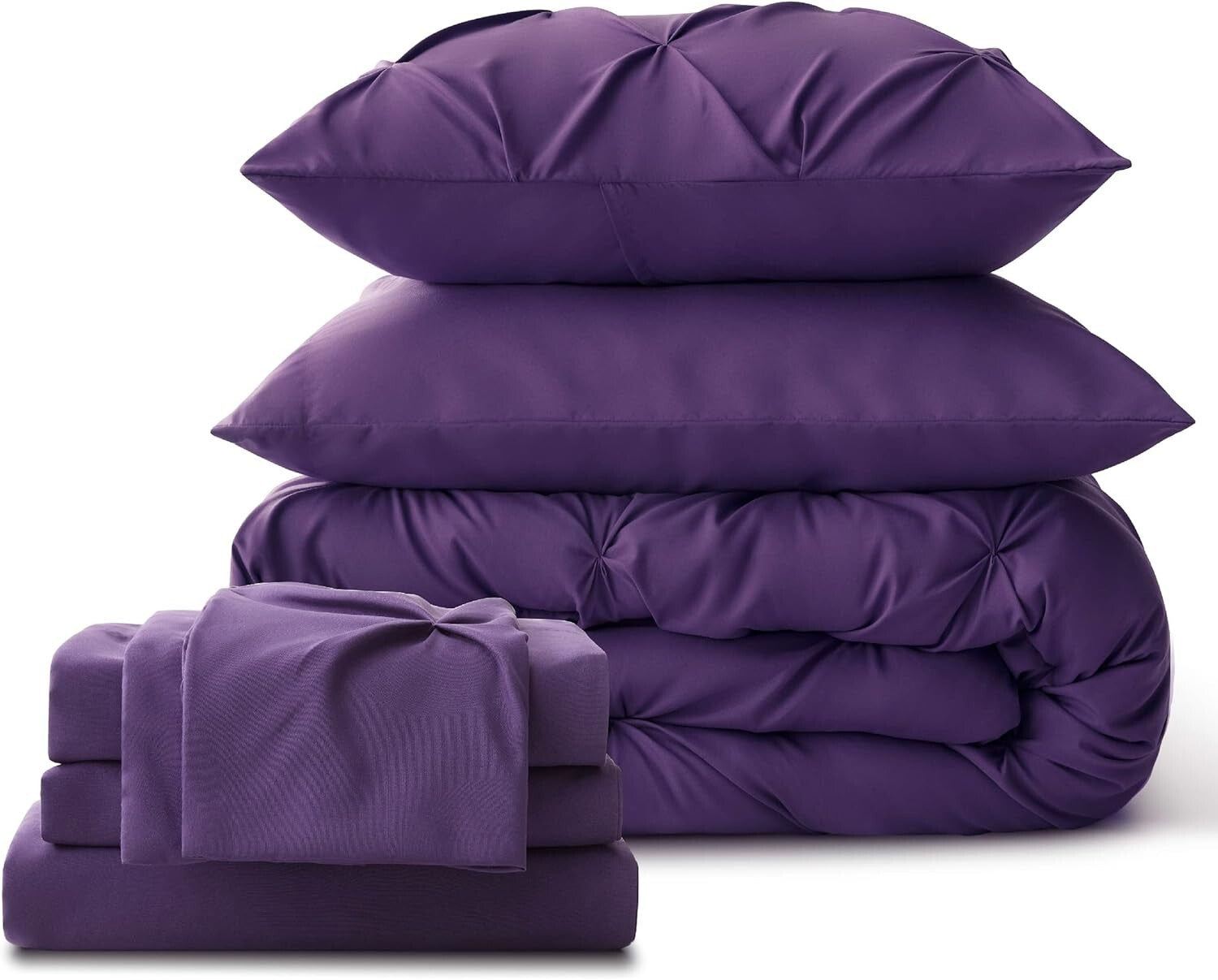 7-Piece Modern California King Bedding Set - Elegant Purple Comforter & Sheets