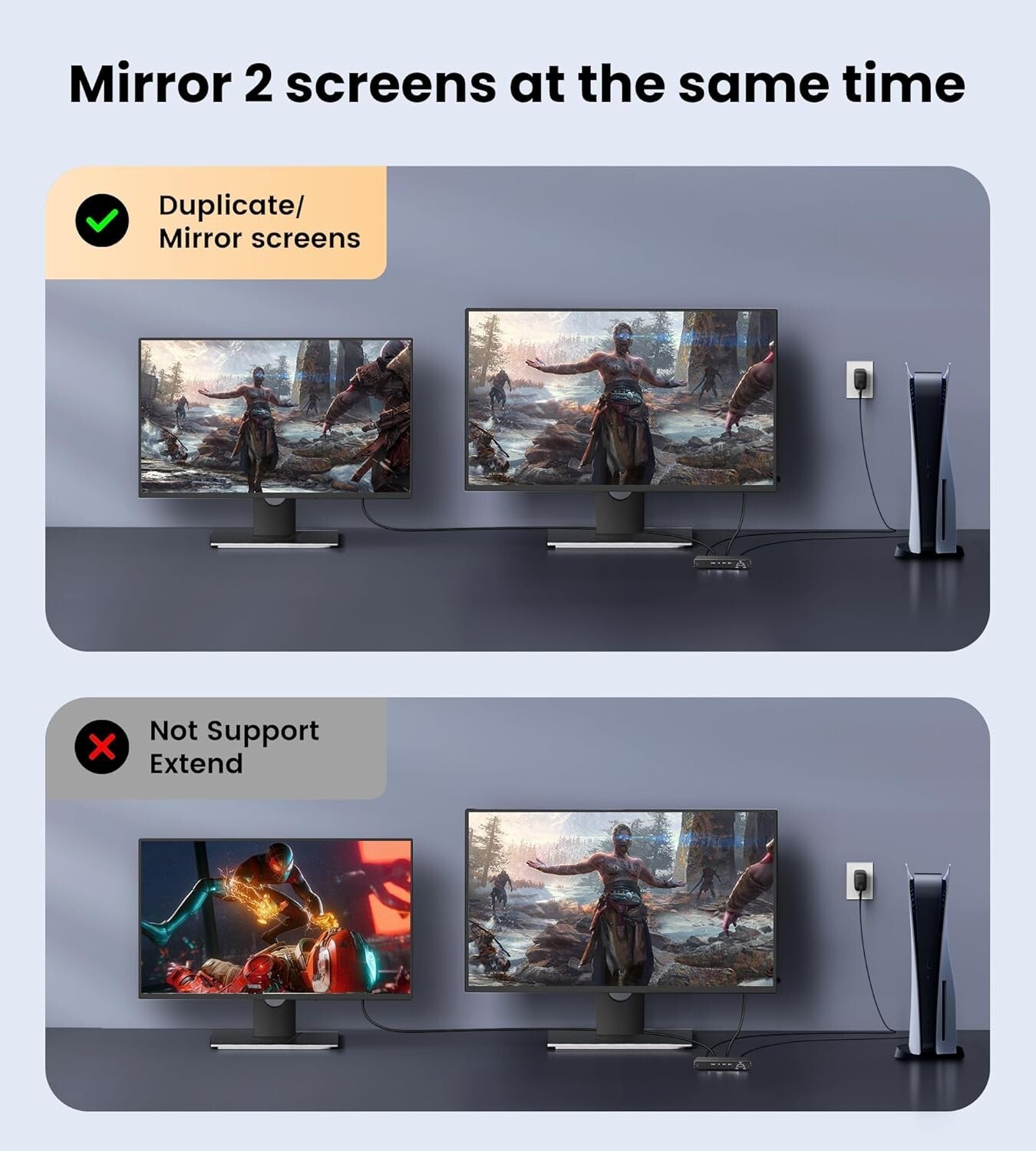 8K HDMI 2.1 Splitter 1 In 2 Out for Mirror Screen - Premium Performance