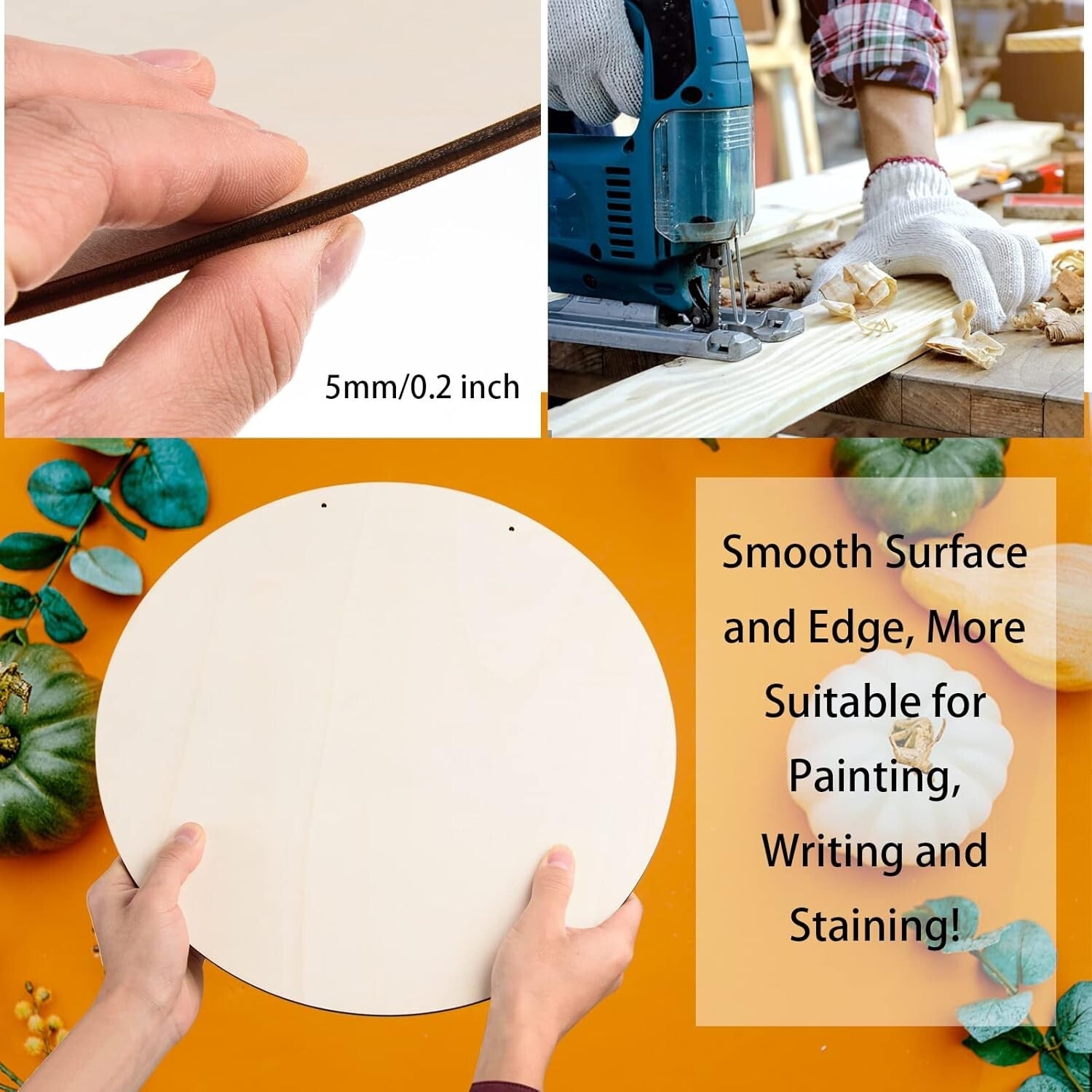 DIY Craft Kit: 12 18-Inch Wood Circles with Bows & Twine for Holiday Projects