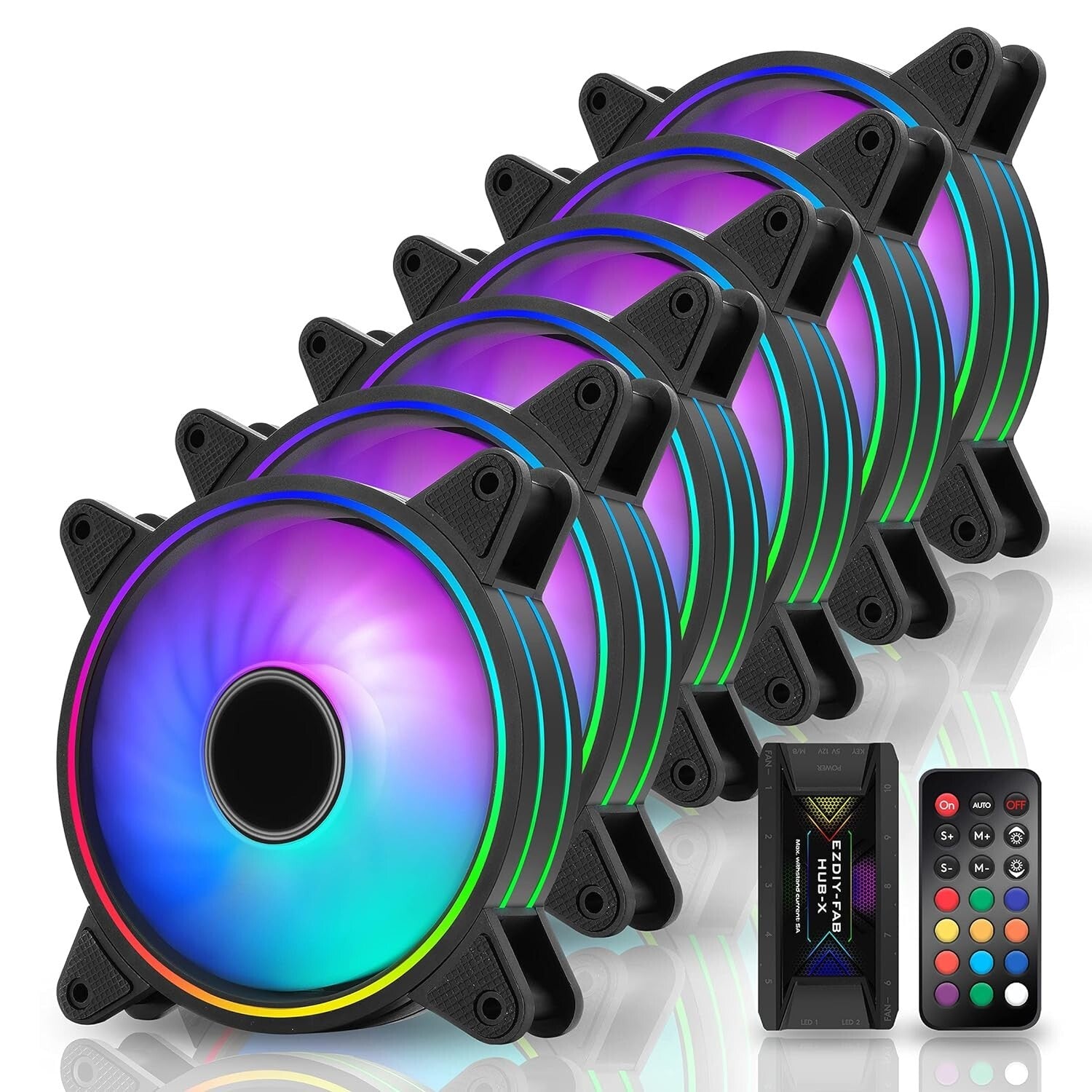 Effortless Cooling: 120mm RGB Case Fan Pack with Anti-Vibration & Remote Control