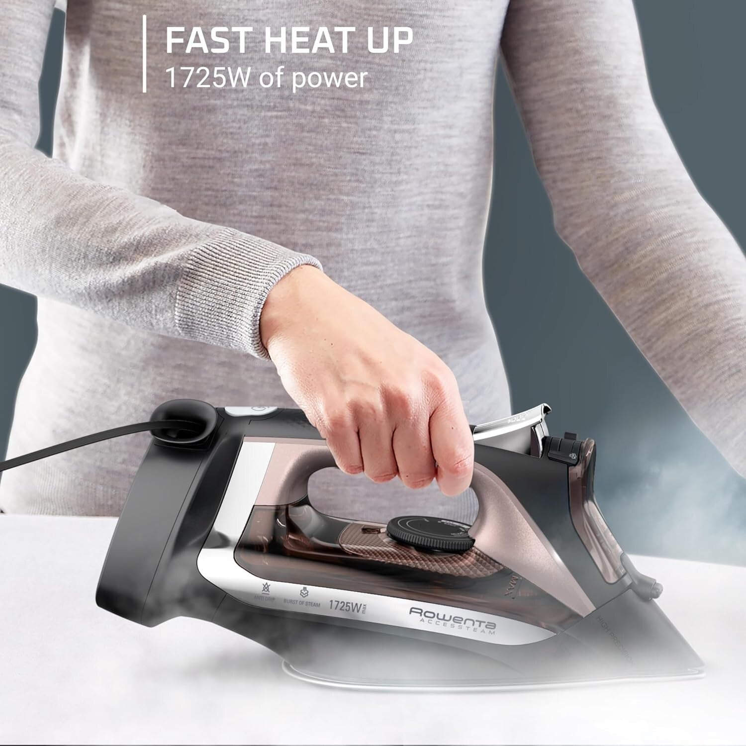 Ultimate Steam Iron with Retractable Cord - 350 Micro-Holes for Perfect Coverage
