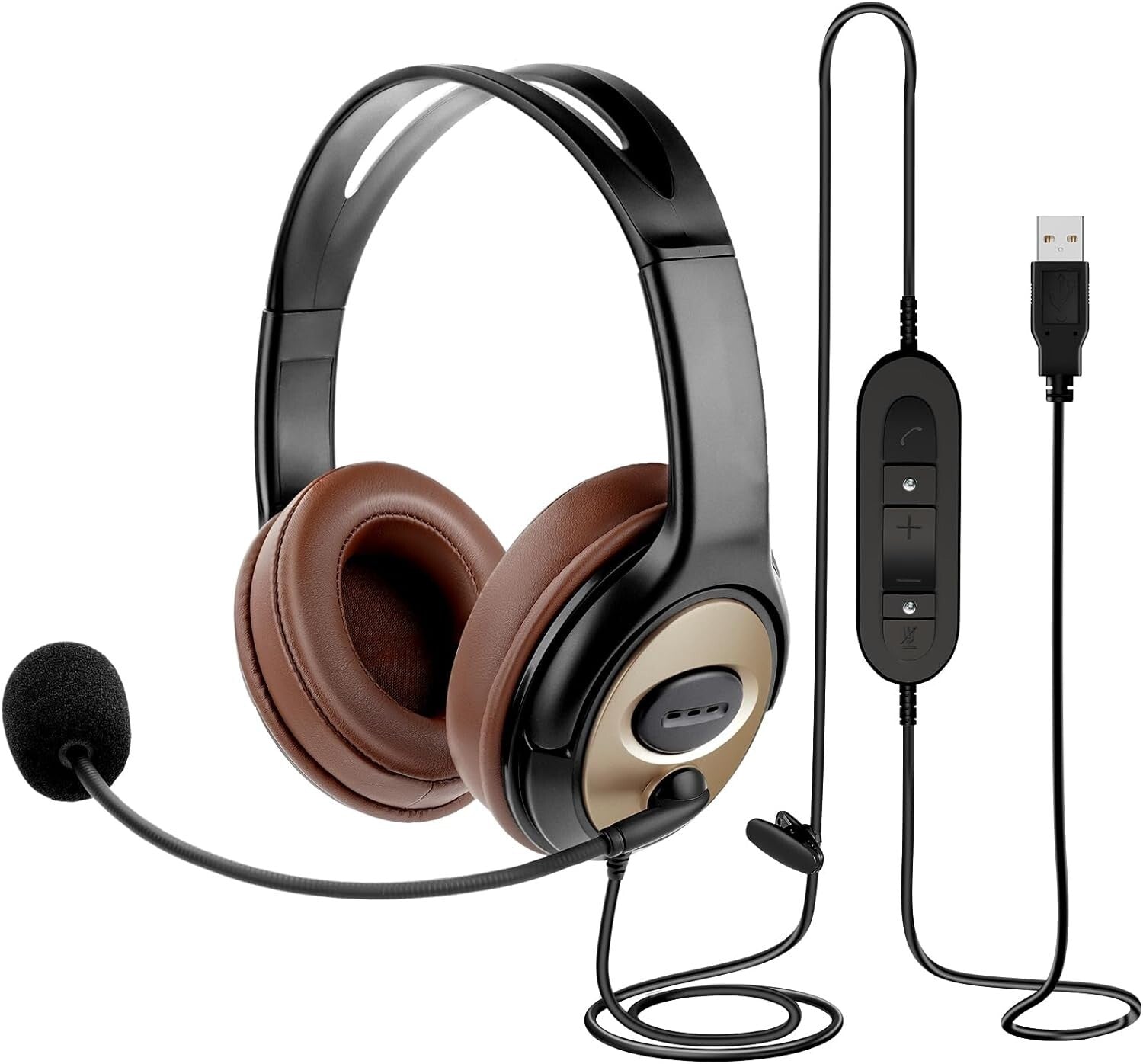 Luxurious Comfort Over-Ear USB Headset with Clear Sound and Mic for Remote Work