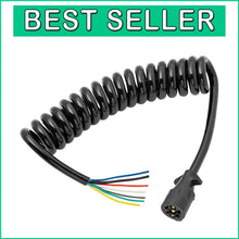 Load image into Gallery viewer, Coiled 7-Way Trailer Wire End Connector Harness - Durable &amp; Weather-Resistant