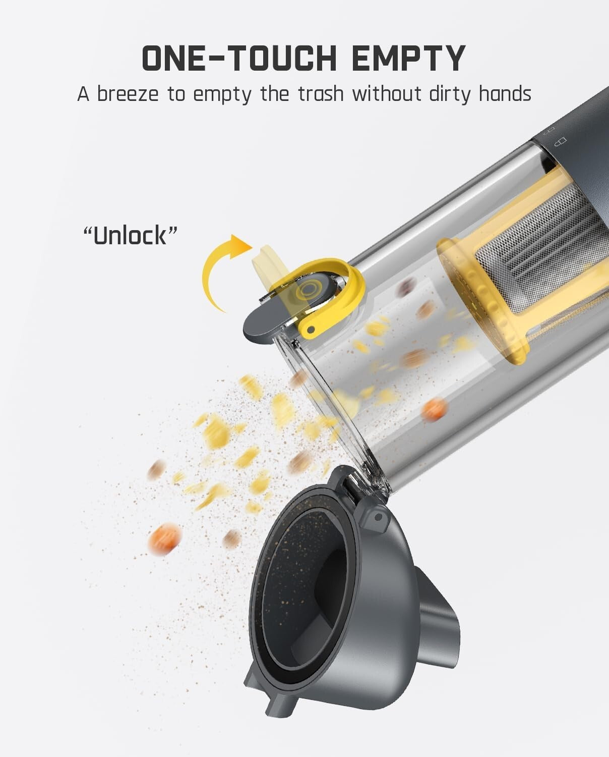 Handheld Mini Vacuum with Brushless Motor - USB Rechargeable with LED Indicator