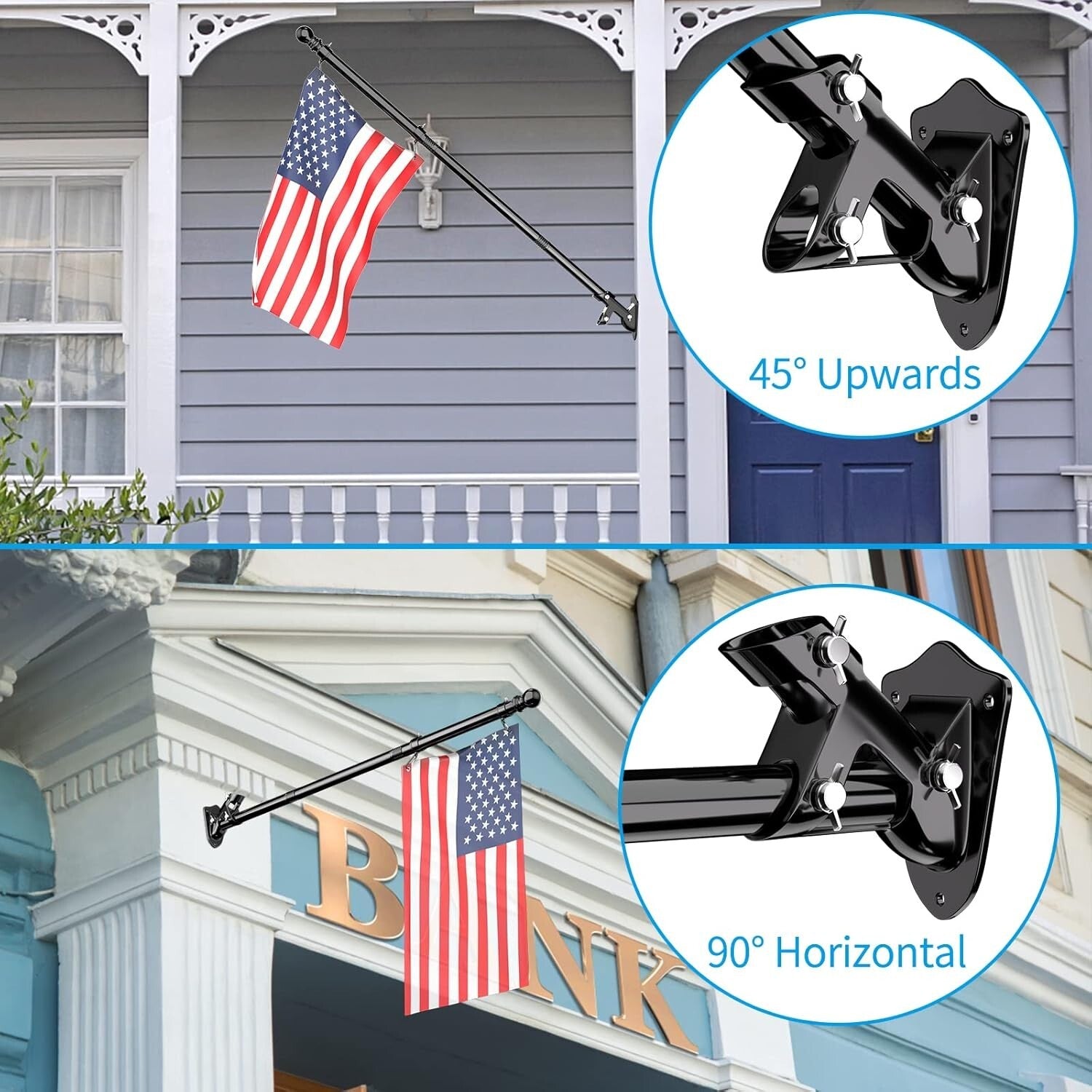 Dual-Flag Pole Set - 6 FT Adjustable Stainless Steel with Tangle-Free Design