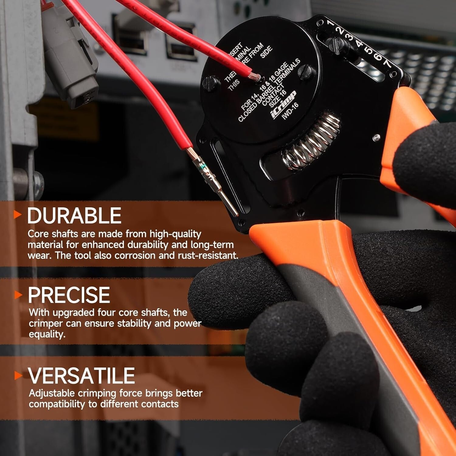 4 Way Indent Hand-Powered Crimper with Adjustable Force & Waterproof Connectors
