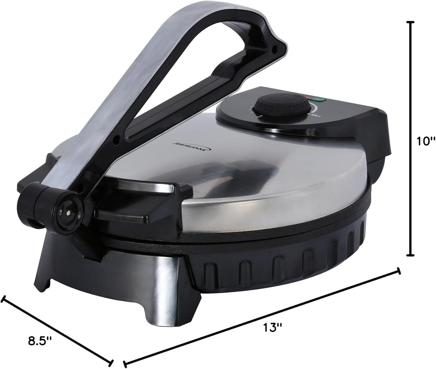 Electric Tortilla Maker - Non-Stick, 10-Inch, Brushed Stainless Steel Finish