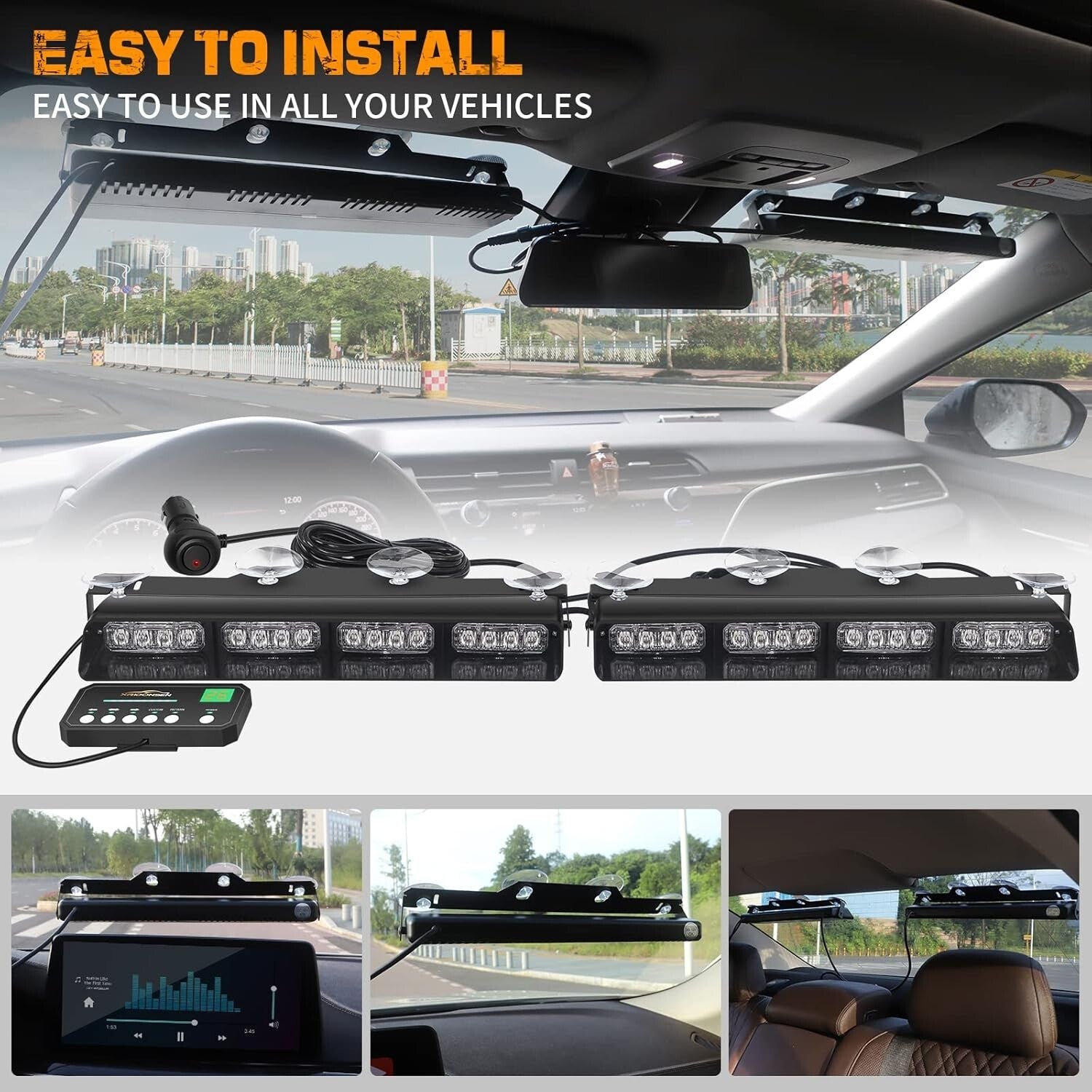 Universal Fit Emergency Strobe Lights – 32 Bright LEDs with Control for Trucks