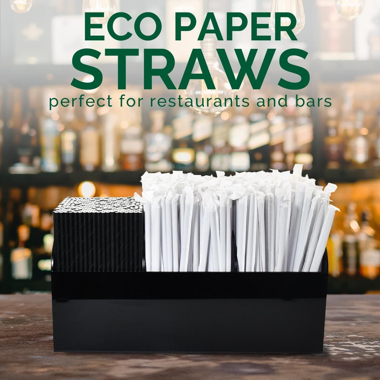 Bulk Black Paper Drinking Straws – 1000 Individually Wrapped Eco-Friendly Straws
