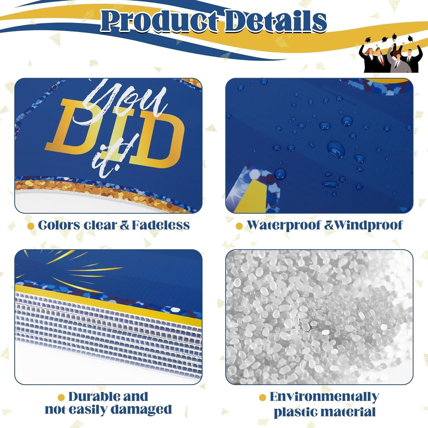 Durable Graduation Yard Decorations - 20 PCS 2025 Congrats Grad Signs & Stakes