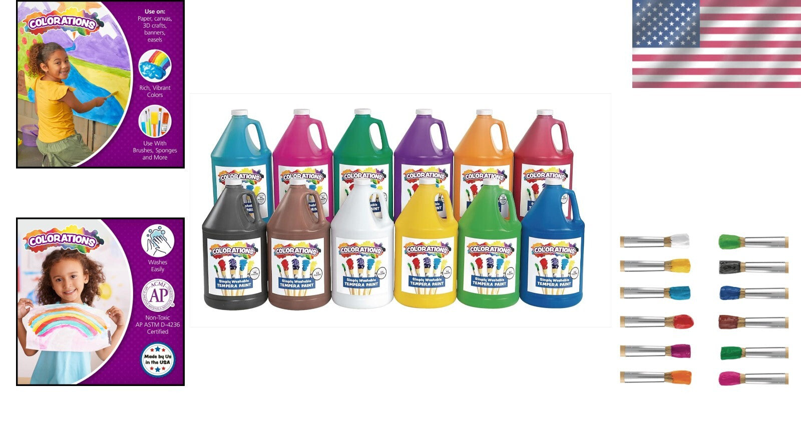 Washable Tempera Paint in 12 Vibrant Colors - Ideal for School Projects & Crafts