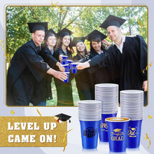 Load image into Gallery viewer, Celebrate in Style: 200 Blue and Gold Graduation Stadium Cups, 16 oz Disposable