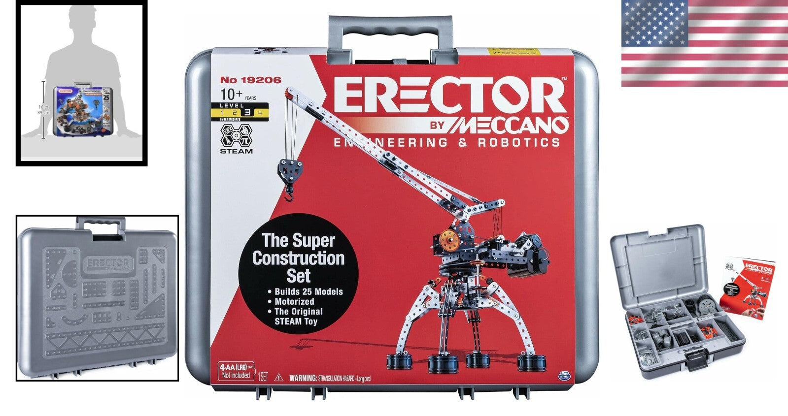 Erector Super Construction 25-in-1 Motorized Building Set - 638 Pieces & Tools
