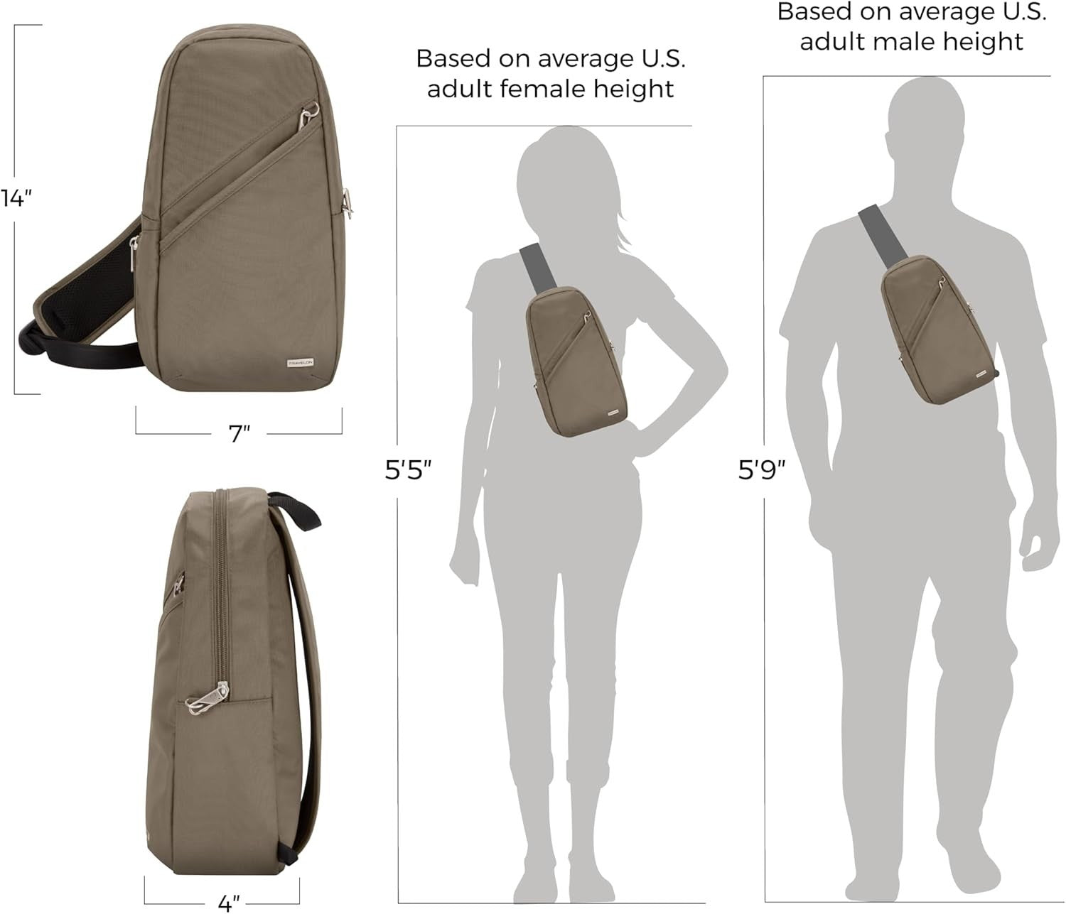 Elegant Anti-Theft Sling Bag with Organizer Pockets and Water Bottle Holder