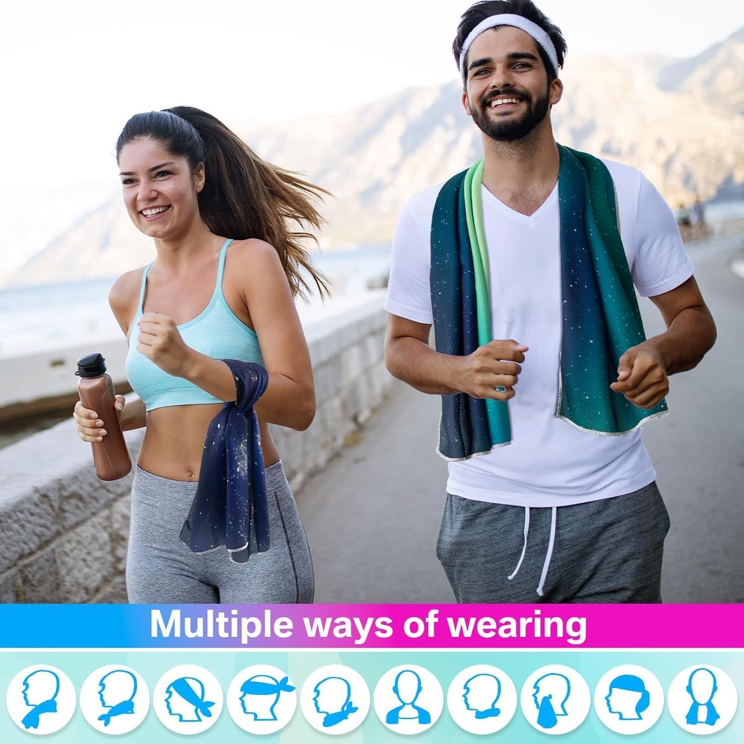 Breathable Polyester Cooling Towels - 50-pack of Soft 32x12 Inch Chilly Cloths