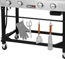 Load image into Gallery viewer, Stylish Black Propane Grill and Griddle Combo with Folding Legs and Side Tables