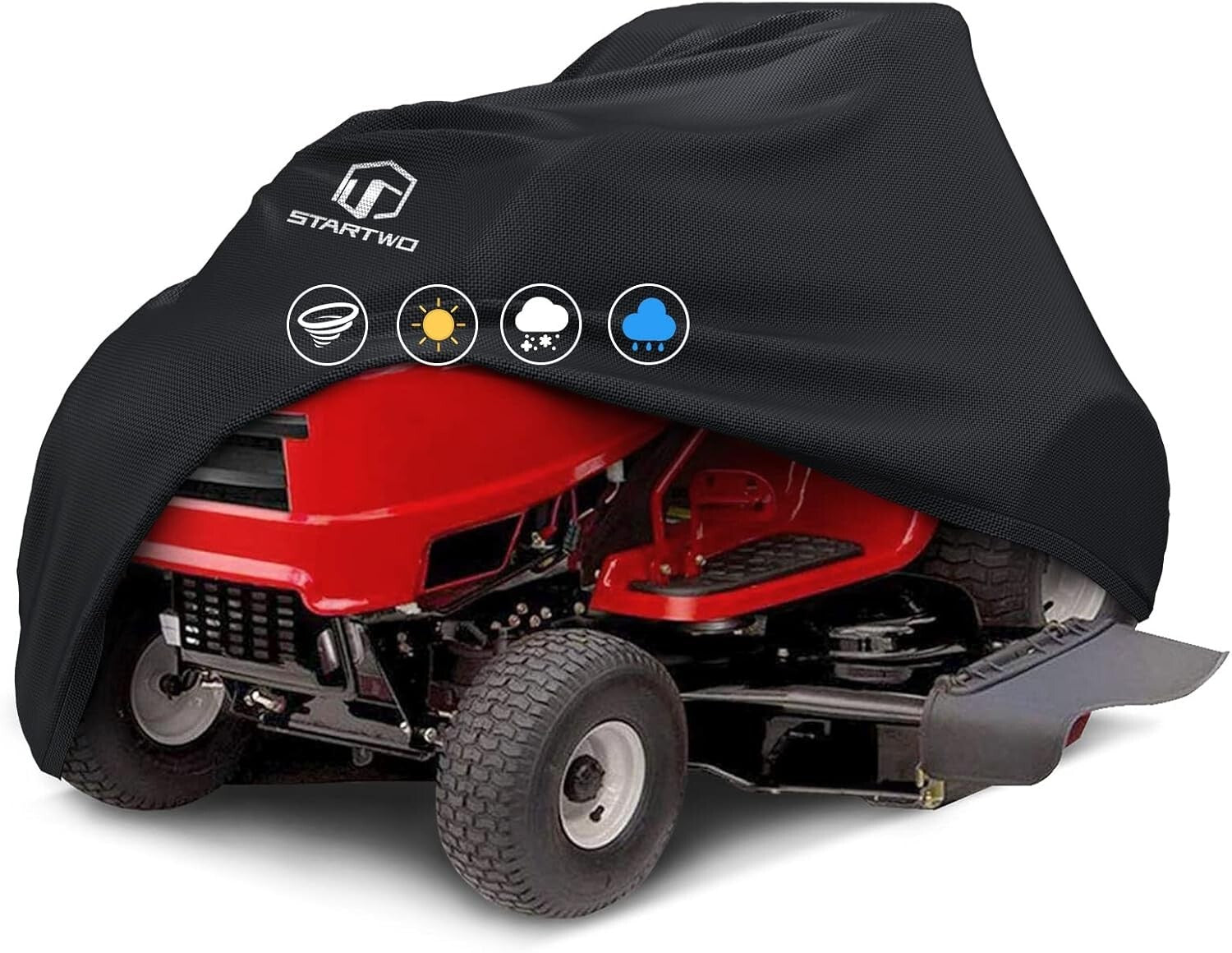 Durable 500D Oxford Fabric Lawn Mower Cover with UV Protection & Drawstring Fit