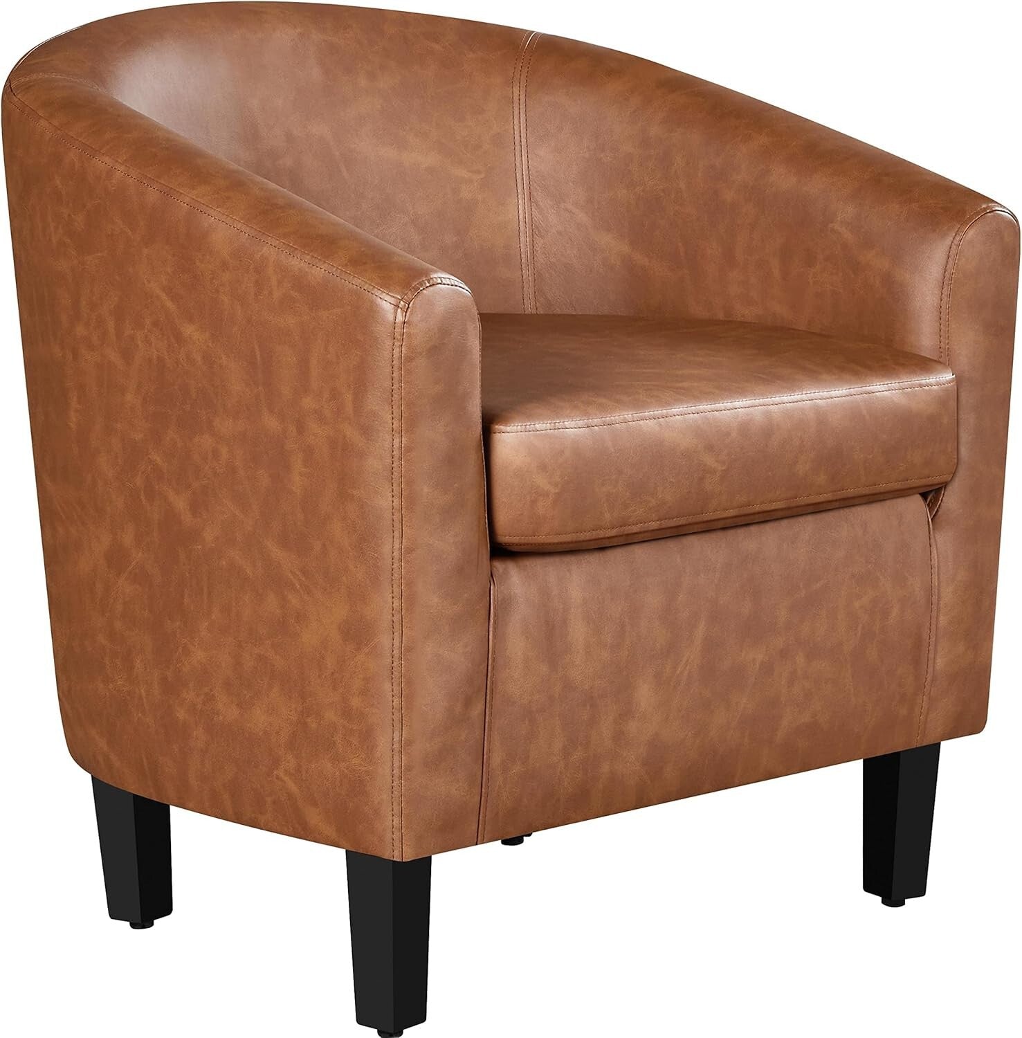 Modern Faux Leather Club Chair with Soft Seat for Living Room & Office Use
