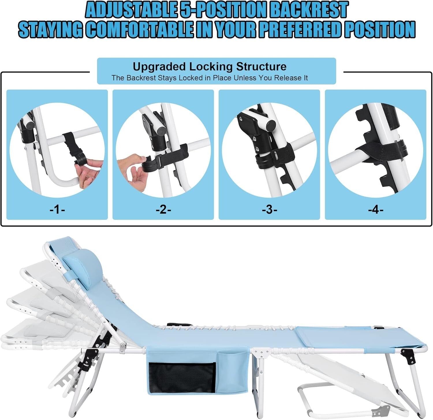 Durable Portable Tanning Chair with Face Hole - Perfect for Poolside Relaxation