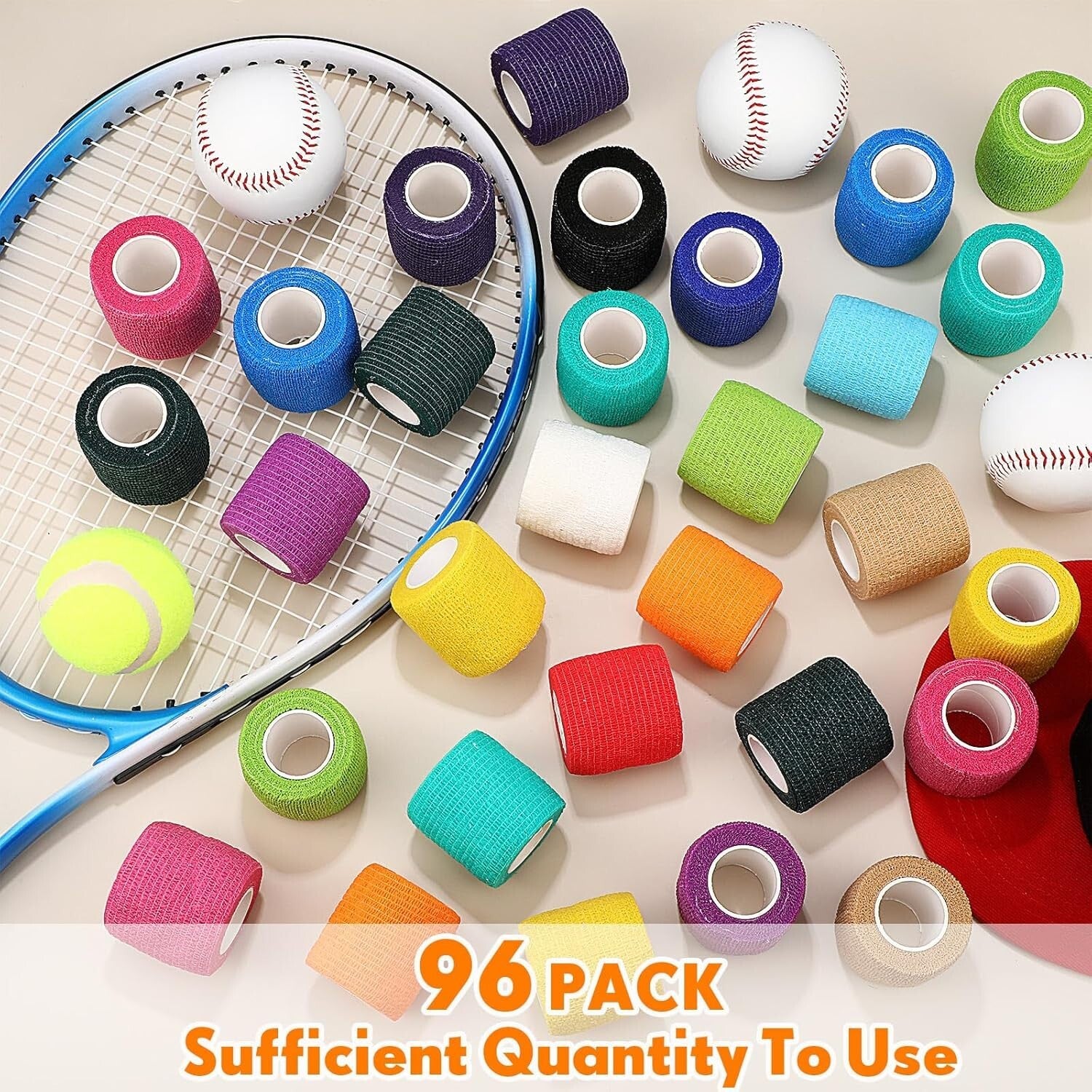Durable 96 Pack Self-Adhesive Bandage Wraps - Perfect for Sports and Recovery
