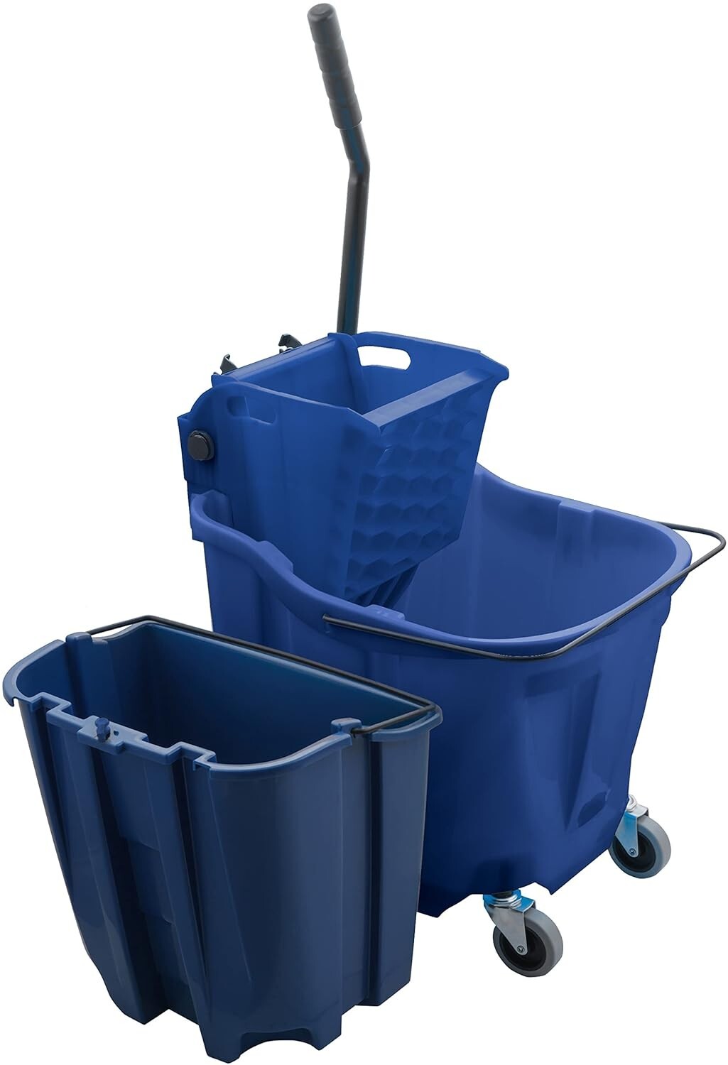 Commercial Mop Bucket with Non-Marking Casters and Side Press Wringer - 35 Quart