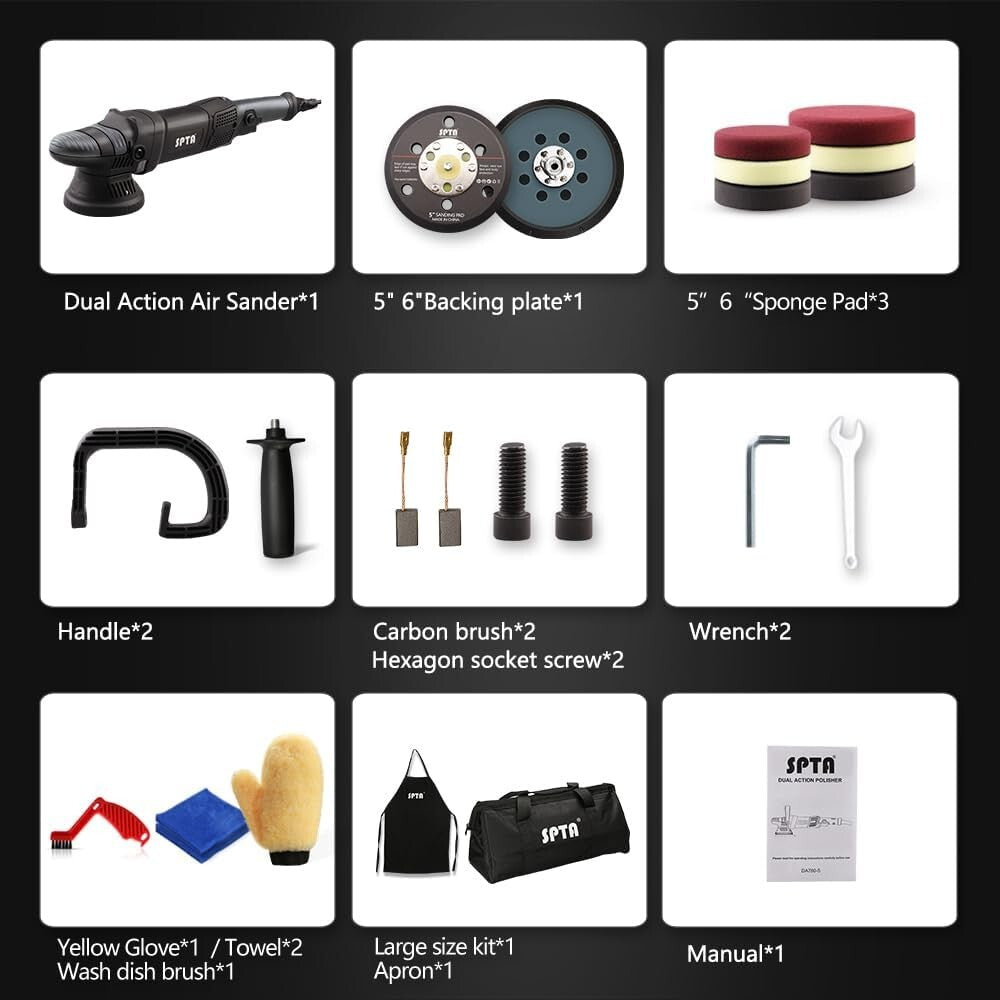 Complete Car Detailing Kit: 5-Inch Polisher, Pads & Accessories for All Surfaces