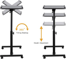 Load image into Gallery viewer, Rolling Hospital Bedside Table - Modern Tilting Laptop Cart with Locking Wheels