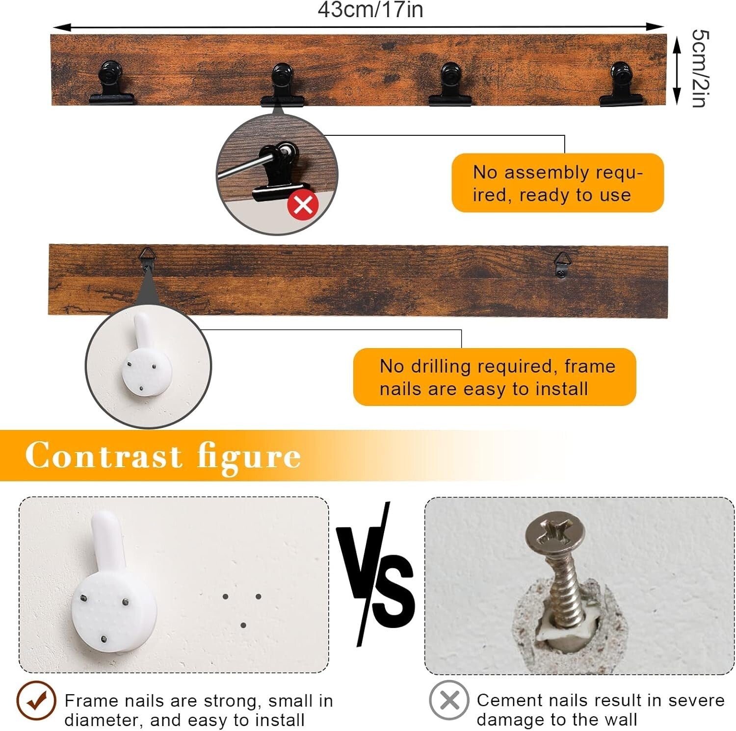 Versatile 17" Wall-Mount Photo Frame with 24 Clips - Organize Your Memories