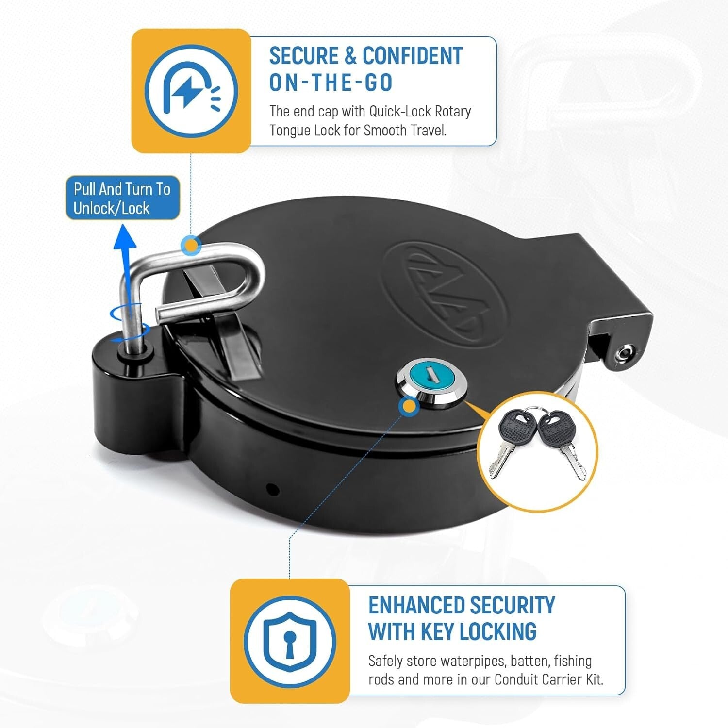 Universal Black Conduit Carrier Kit for Vans, SUVs, and Trucks - Drilling-Free