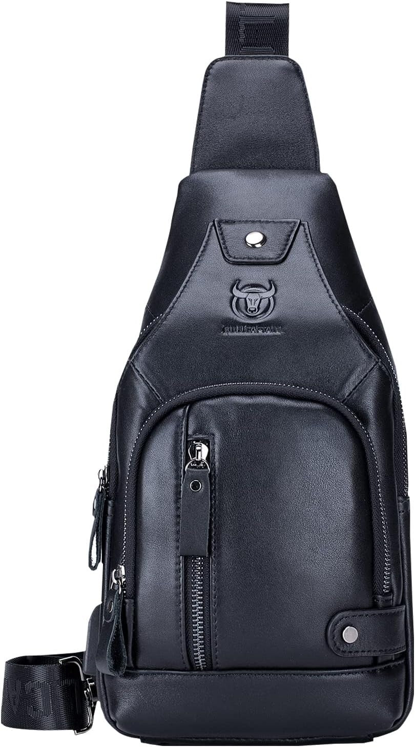 Versatile Genuine Leather Men’s Sling Bag - Casual Crossbody for Essentials
