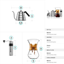 Load image into Gallery viewer, Elegant Coffee Set: Includes Gooseneck Kettle, Grinder &amp; Dripper for Home Use