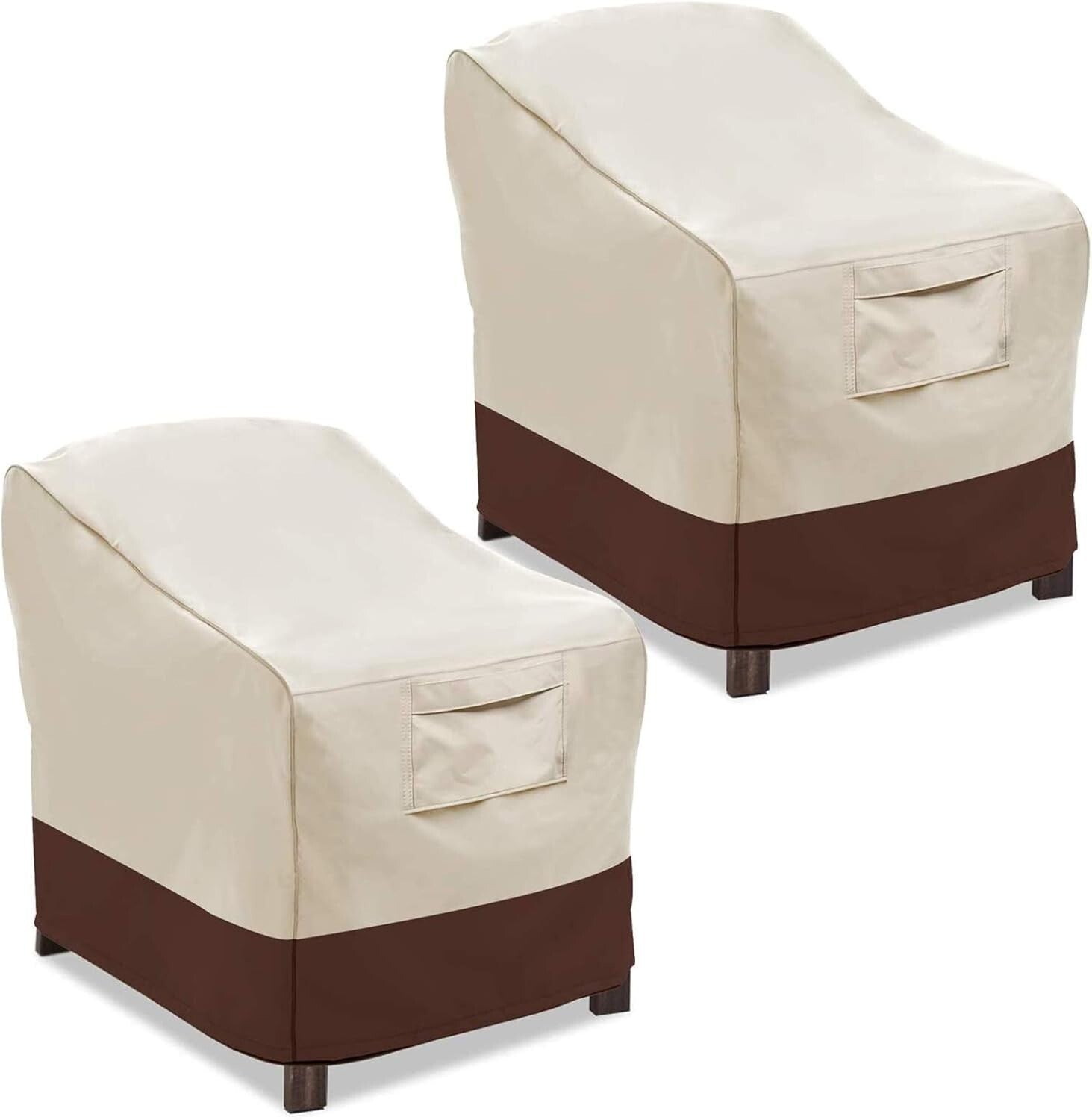 Small Waterproof Lounge Chair Covers - 600D Oxford Fabric in Beige & Brown