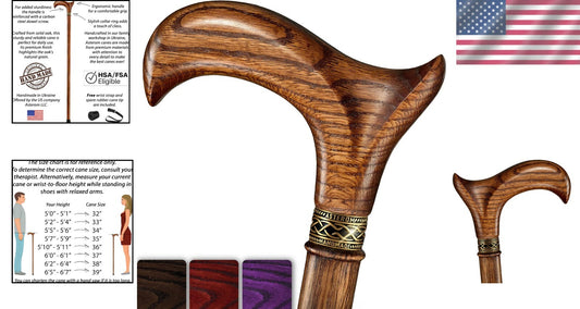 Fashionable 33-Inch Wooden Cane - Handmade Ergonomic Design for Every Lifestyle
