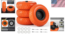 Load image into Gallery viewer, Upgrade to 10" Flat Free Tires - 4 Pack with Heavy Duty Double Sealed Bearings