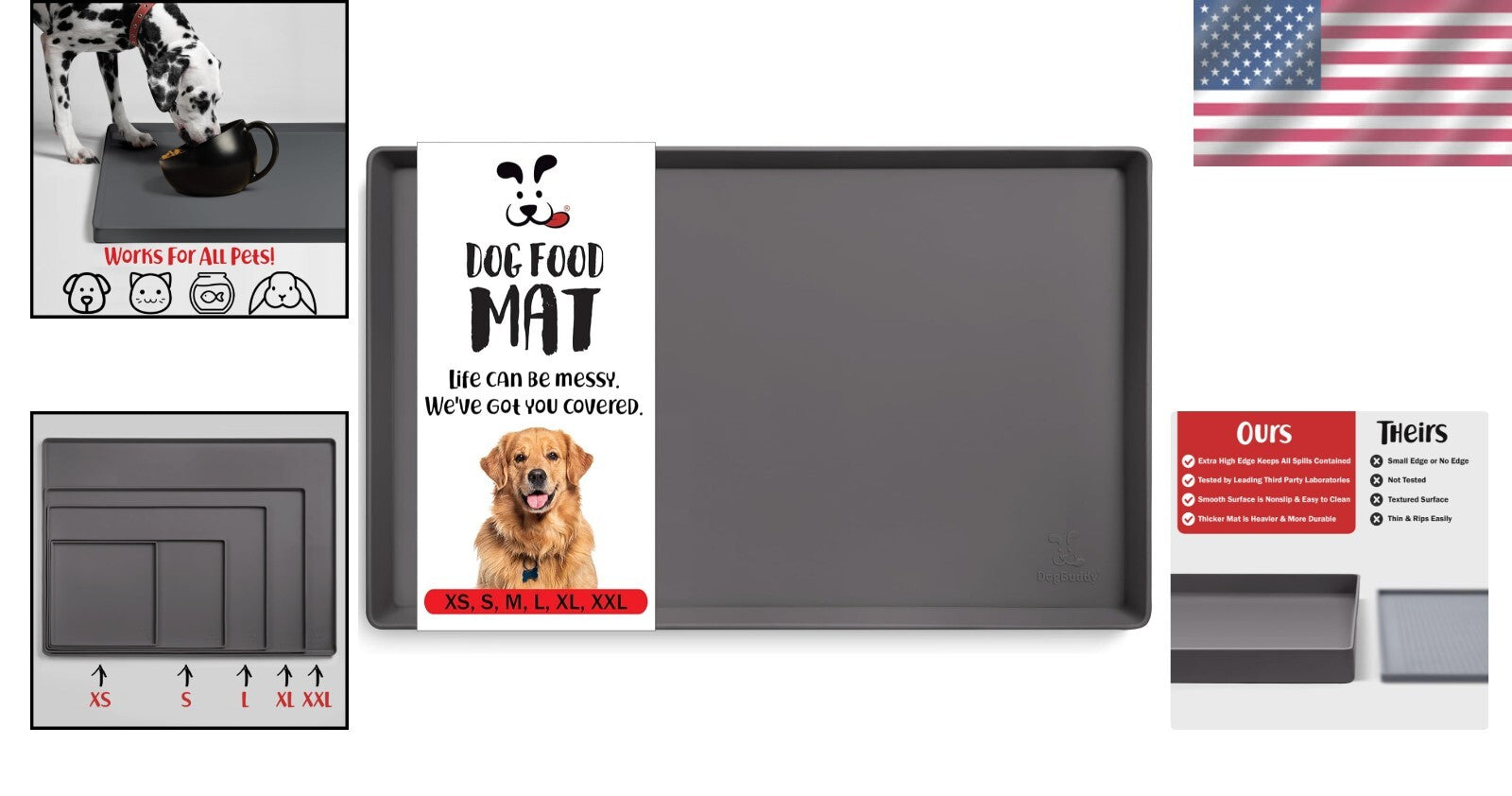Silicone Dog Food & Bowl Mat - XL 28" x 18" with Non-Slip Edges for All Pets