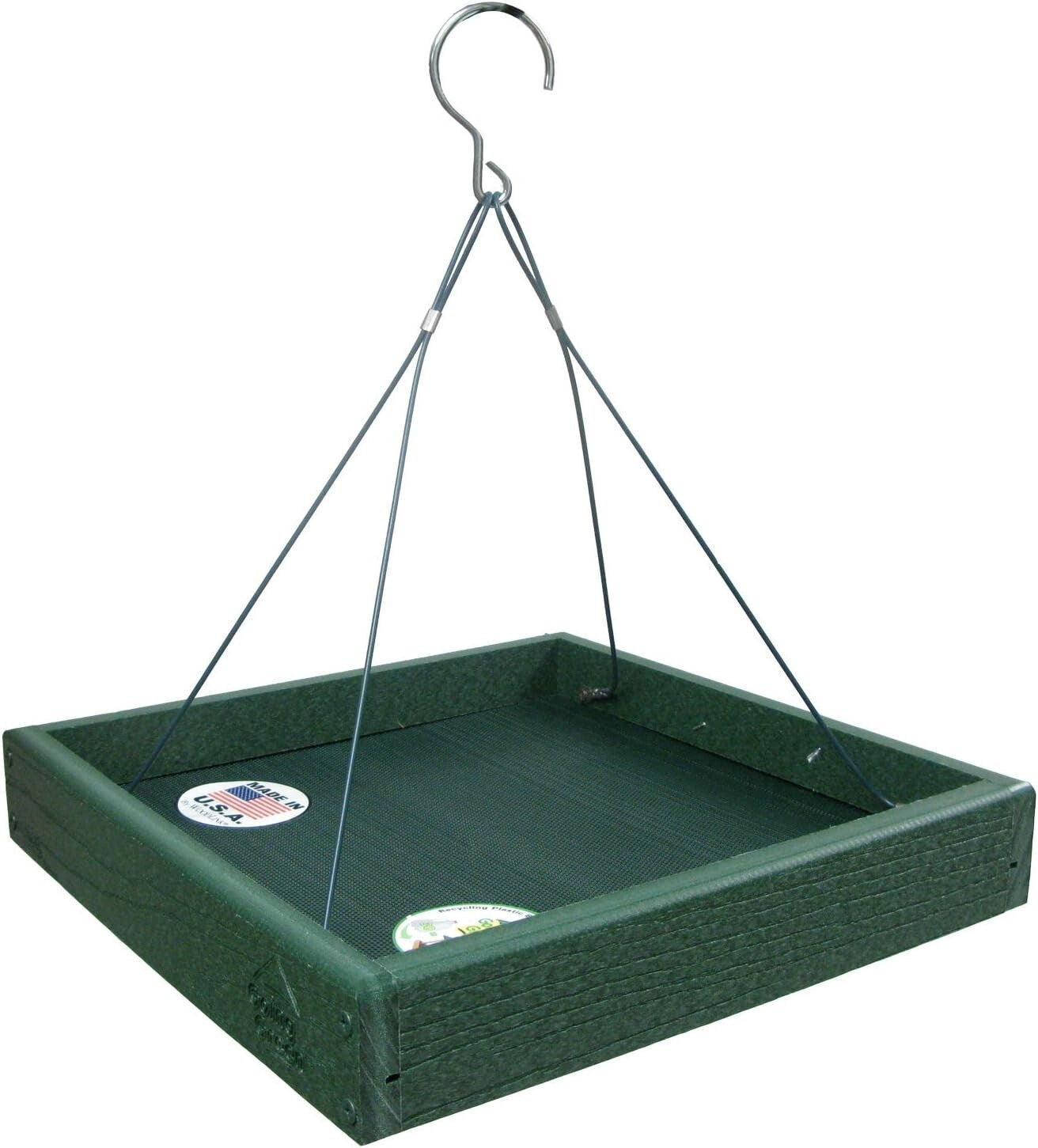 Eco-Friendly Platform Bird Feeder: 12.75" Durable Recycled Plastic Design